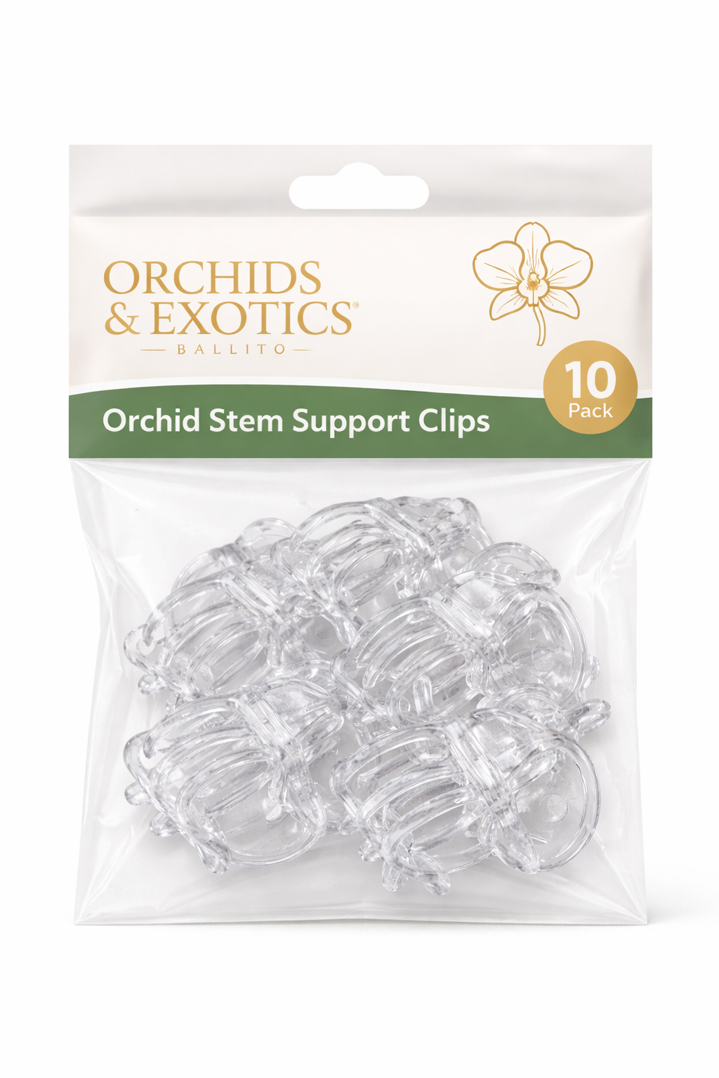 Orchid Stem Support Clips – Clear (Pack of 10)